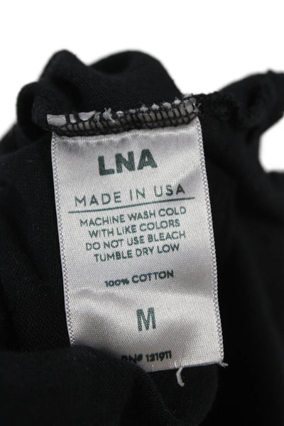 LNA Women Basic Black Cotton Short Sleeve Crew Neck T-Shirt Size M