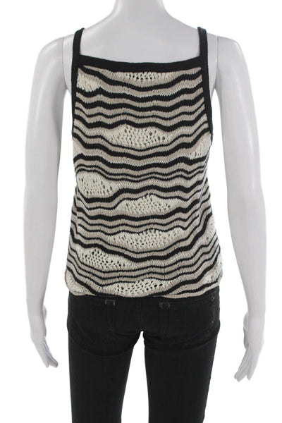 Aldo Martins Women Camisole Black Cotton Striped V-Neck Sleeveless Size M