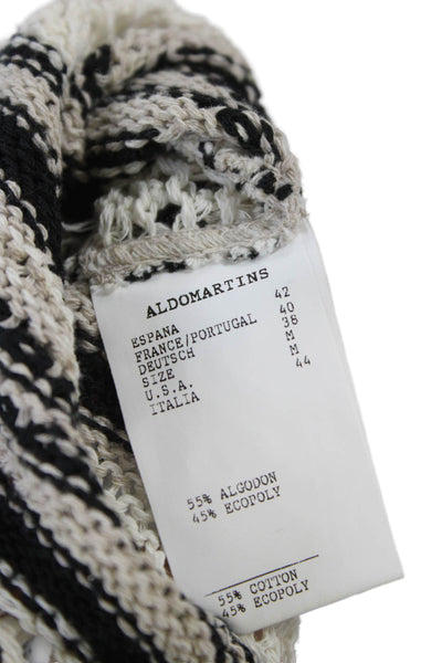 Aldo Martins Women Camisole Black Cotton Striped V-Neck Sleeveless Size M