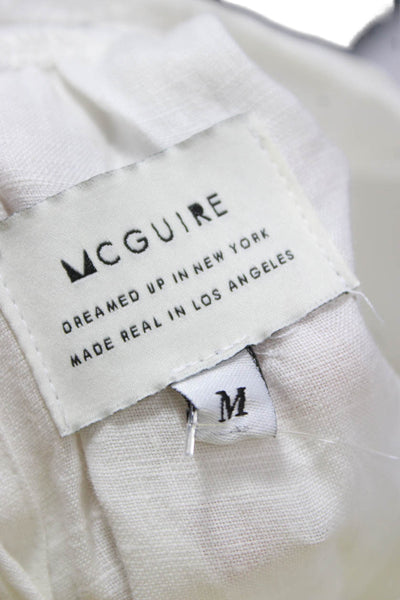 McGuire Women Basic White Cotton Mock Neck Long Sleeve Button Blouse Size M