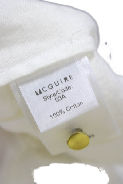 McGuire Women Basic White Cotton Mock Neck Long Sleeve Button Blouse Size M