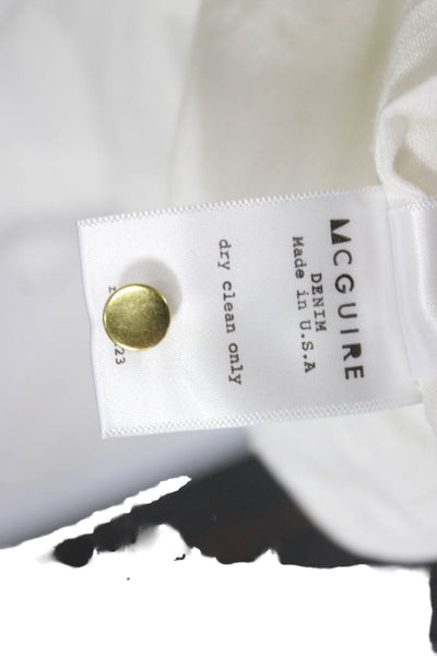 McGuire Women Basic White Cotton Mock Neck Long Sleeve Button Blouse Size M