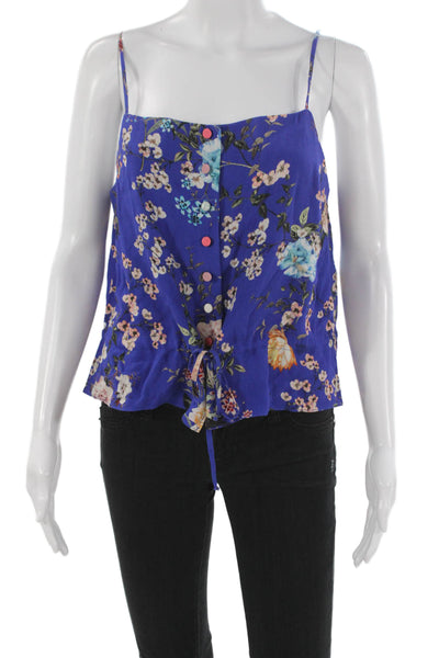 Allen Schwartz Womens Blue Viscose Floral Square Neck Camisole Size M