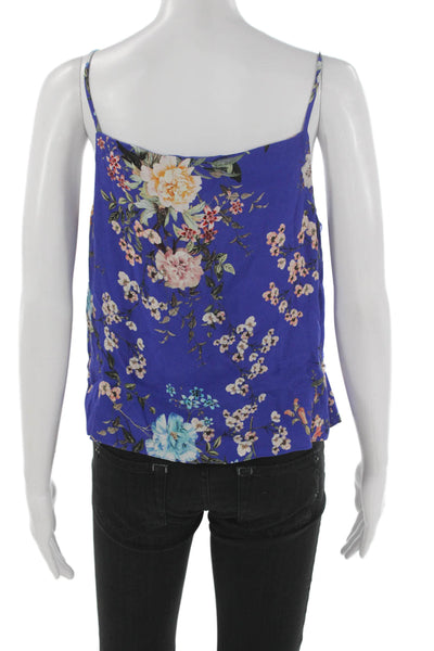 Allen Schwartz Womens Blue Viscose Floral Square Neck Camisole Size M
