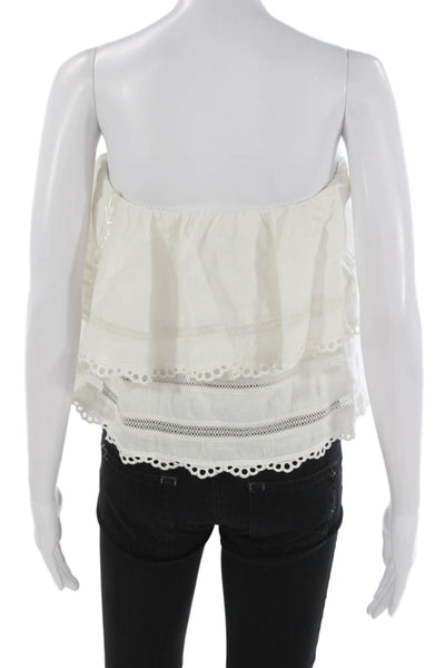 McGuire Women Cropped Linen Off the Shoulder Sleeveless Blouse White Size M