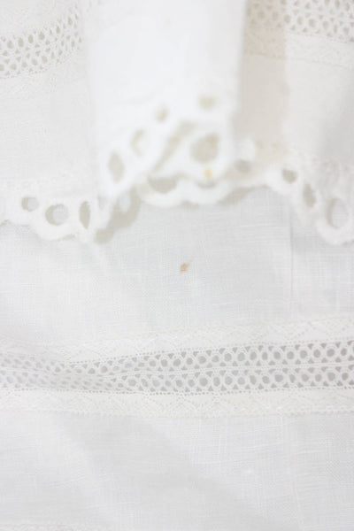 McGuire Women Cropped Linen Off the Shoulder Sleeveless Blouse White Size M