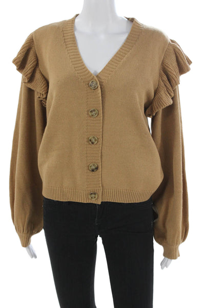 We're All Pretty Girls Womens Cardigan V-Neck Beige Size S