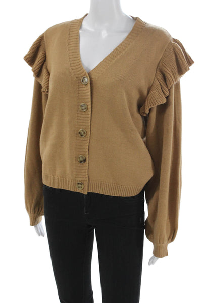 We're All Pretty Girls Womens Cardigan V-Neck Beige Size S