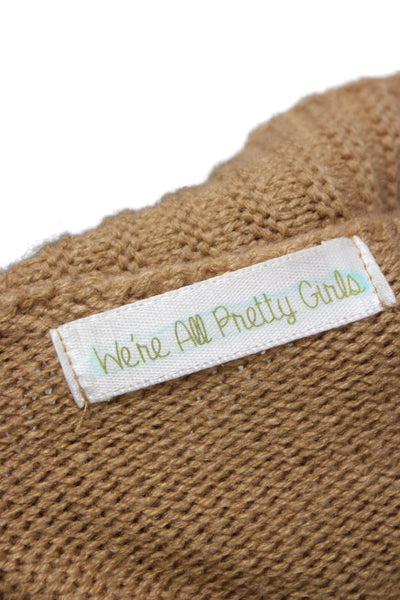We're All Pretty Girls Womens Cardigan V-Neck Beige Size S