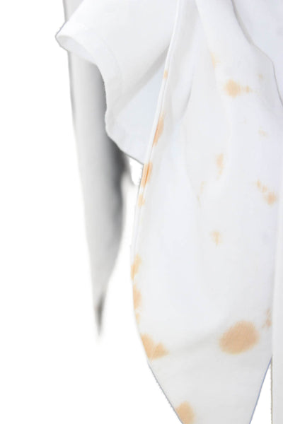Drew Women Cropped White Blouse Long Sleeve Round Neck Size M