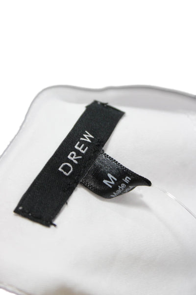 Drew Women Cropped White Blouse Long Sleeve Round Neck Size M