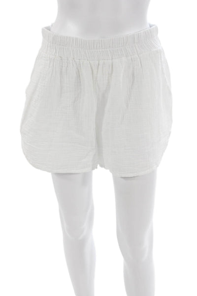 Bobi Women V Neck Short Sleeve Cotton Set White Size S