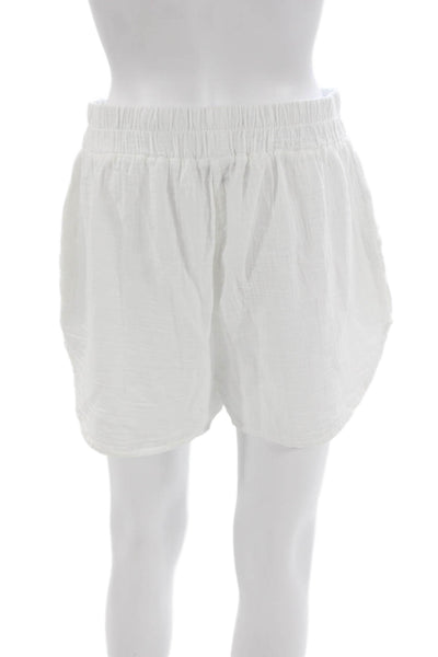Bobi Women V Neck Short Sleeve Cotton Set White Size S