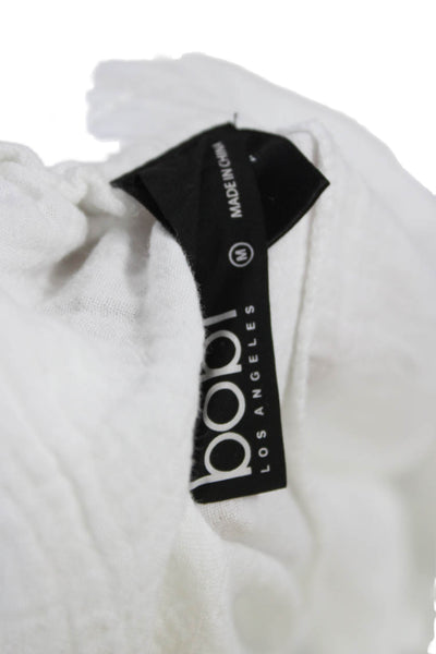 Bobi Women V Neck Short Sleeve Cotton Set White Size S
