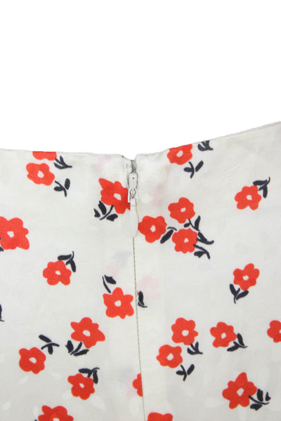 Self Portrait Women Wrap Skirt Ivory Floral Viscose Button Knee Length Size 2