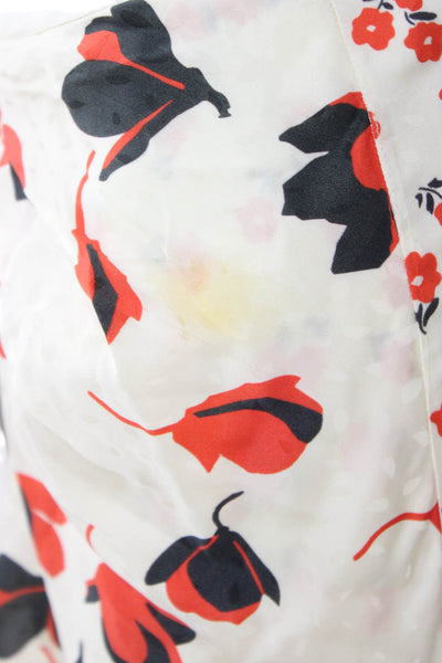 Self Portrait Women Wrap Skirt Ivory Floral Viscose Button Knee Length Size 2