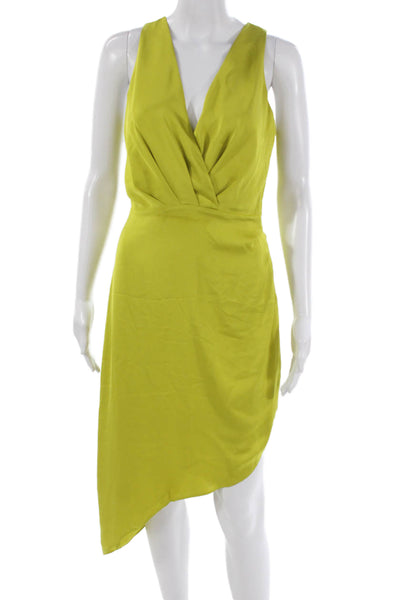 Ramy Brook Womens Wrap Dress Green V Neck Sleeveless Knee Length Zip Size 0