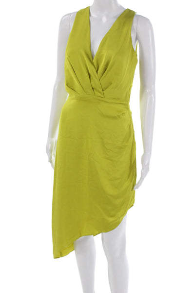 Ramy Brook Womens Wrap Dress Green V Neck Sleeveless Knee Length Zip Size 0