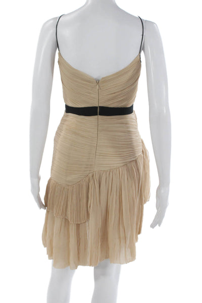 Robert Rodriguez Black Label Women Mini Silk Halter Knee Beige Dress Size 0