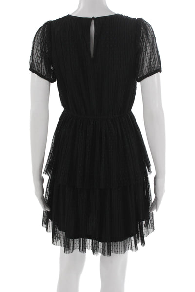J Crew Womens Fit & Flare Dress Black Polka Dot Knee Length Size 00