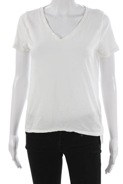 J Crew Womens Vintage Jersey V-Neck Short Sleeve T-Shirt White Size XS