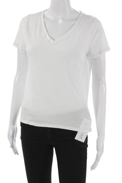 J Crew Women Basic V-Neck Short Sleeve Cotton Blend T-Shirt White Size XS