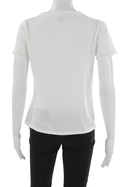 J Crew Women Basic V-Neck Short Sleeve Cotton Blend T-Shirt White Size XS
