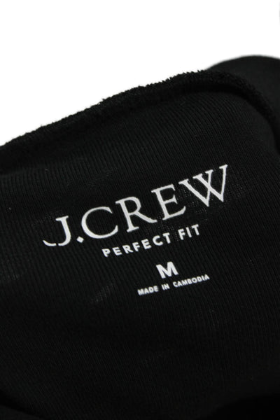 J Crew Women Basic Black Cotton Crew Neck Long Sleeve T-Shirt Size M