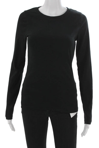 J Crew Womens Black Basic Crew Neck Long Sleeve T Shirt 100% Cotton Size M