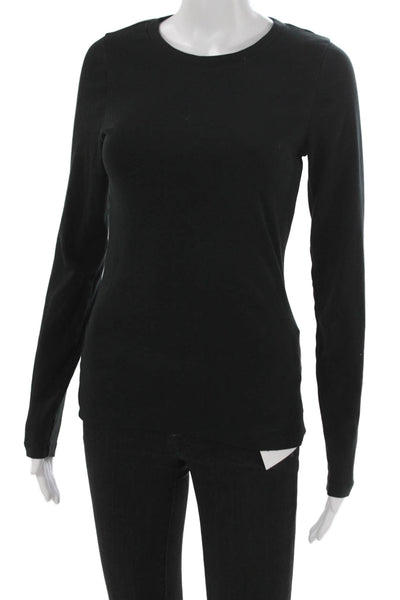 J Crew Womens Black Basic Crew Neck Long Sleeve T Shirt 100% Cotton Size M