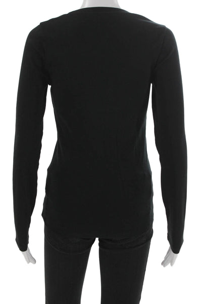 J Crew Womens Black Basic Crew Neck Long Sleeve T Shirt 100% Cotton Size M