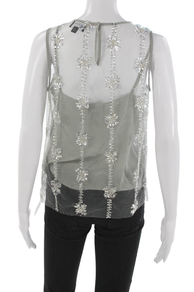 J Crew Collection Womens Camisole Gray Floral Polyester Sleeveless Size 2