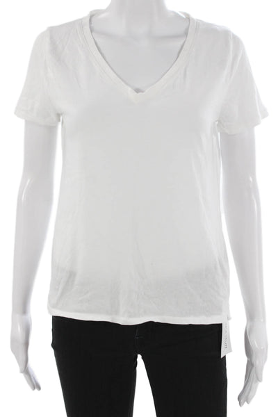 J Crew Womens Jersey V-Neck T Shirt White Short Sleeve Cotton Size XS