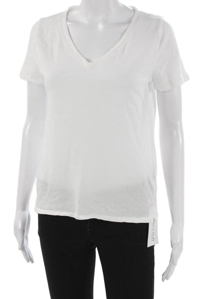 J Crew Womens Jersey V-Neck T Shirt White Short Sleeve Cotton Size XS