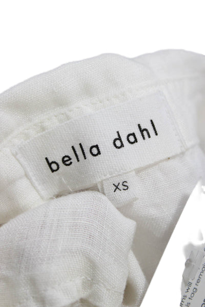 Bella Dahl Womens Cropped Button-Up Linen Collared Sleeveless White Top Size XS