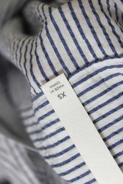 Babaton Women Blue Striped Cotton Collared Button-Up Long Sleeve Top Size XS