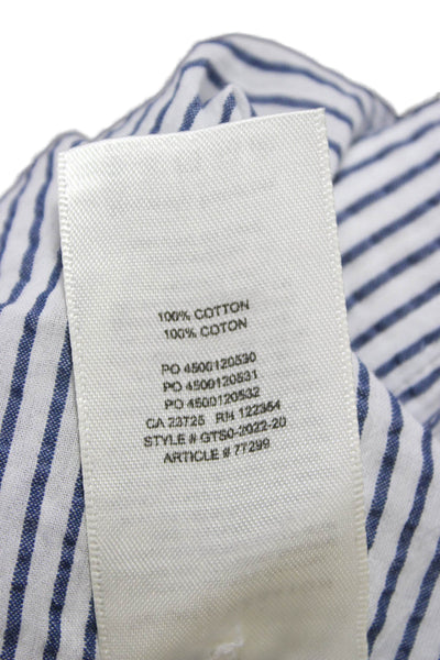 Babaton Women Blue Striped Cotton Collared Button-Up Long Sleeve Top Size XS