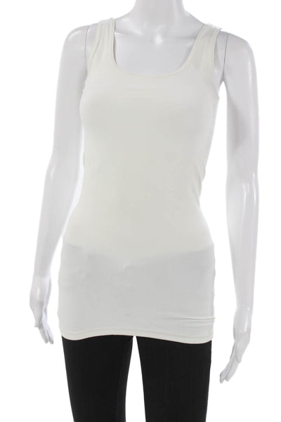 Theory Women Basic Sleeveless Scoop Neck Nylon Tank White Size One Size