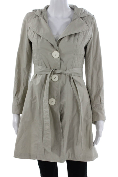 Smythe Women Beige Cotton Trench Coat Button Long Sleeve Size 2