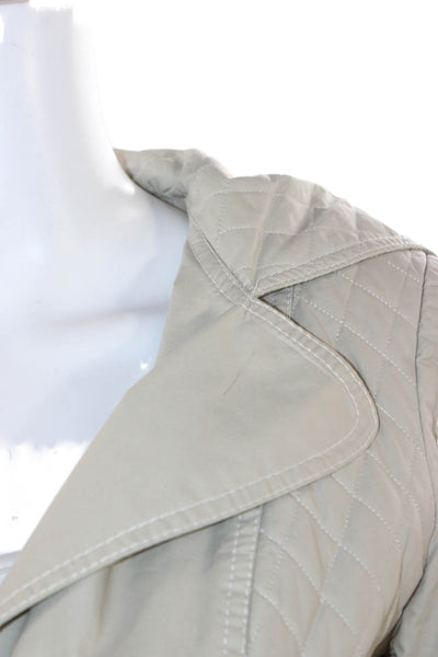 Smythe Women Beige Cotton Trench Coat Button Long Sleeve Size 2