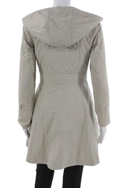 Smythe Women Beige Cotton Trench Coat Button Long Sleeve Size 2