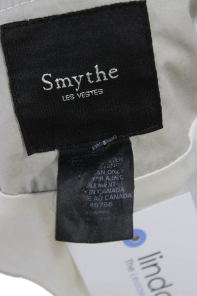 Smythe Women Beige Cotton Trench Coat Button Long Sleeve Size 2