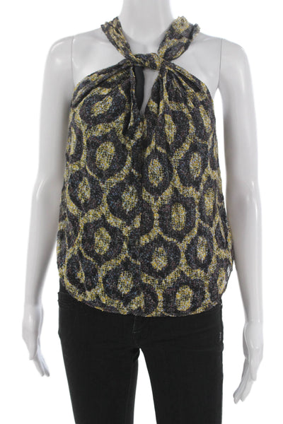 Isabel Marant Women Halter Sleeveless Geometric Viscose Blouse Tie Size 34