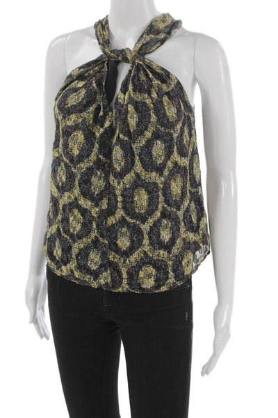 Isabel Marant Women Halter Sleeveless Geometric Viscose Blouse Tie Size 34