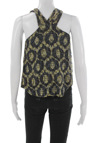 Isabel Marant Women Halter Sleeveless Geometric Viscose Blouse Tie Size 34