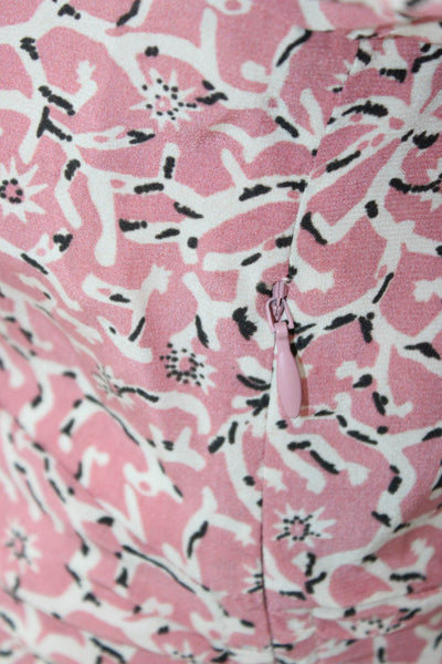 Isabel Marant Women Blouse Silk Pink V Neck Floral 3/4 Sleeve Zip Size 34
