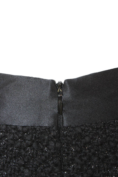 Milly Womens Mini Skirt Black Sparkle Textured Zip Short Size 0