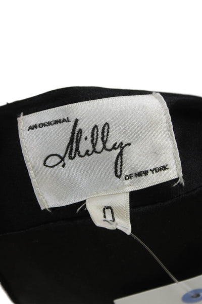 Milly Womens Mini Skirt Black Sparkle Textured Zip Short Size 0