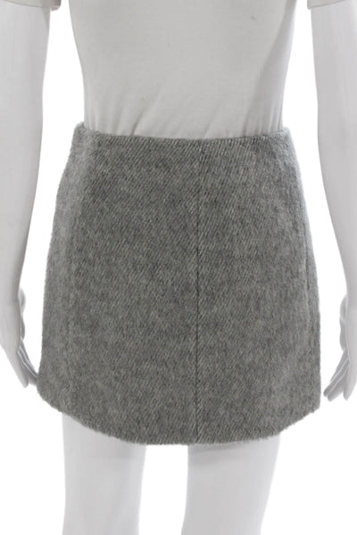 Helmut Lang Womens A-Line Wool Skirt Gray Button Size 0
