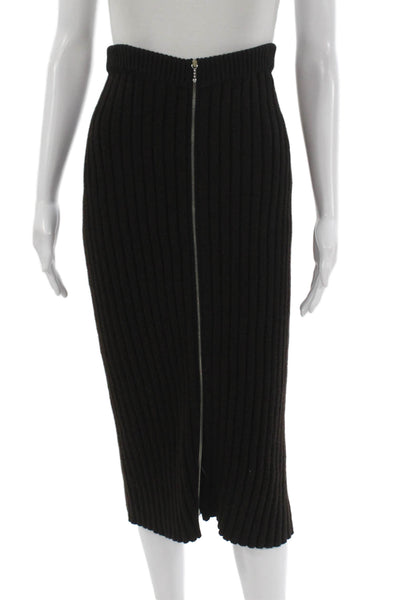 Jil Sander Women Straight Pencil Midi Striped Skirt Brown Size 34